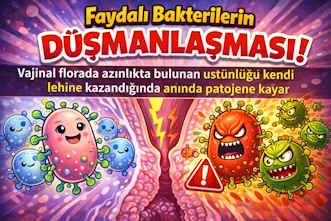 Faydalı Bakterilerin Düşmanlaşması Vajinal flora üstünlüğü kendi lehine kazandığında anında patojene kayar